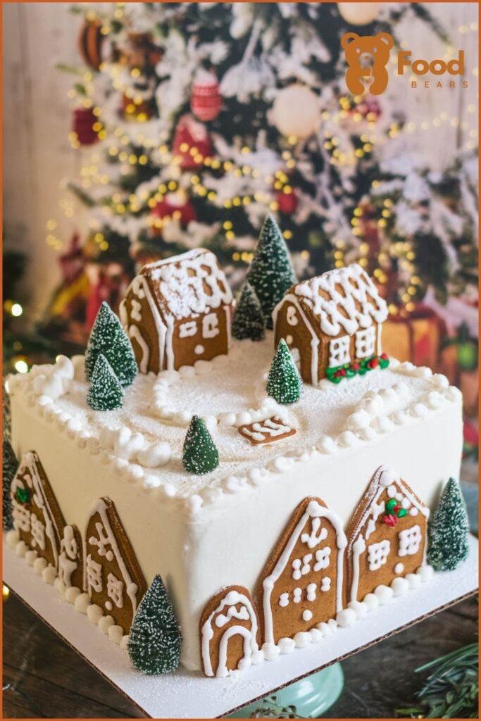 Christmas Village Cake Design