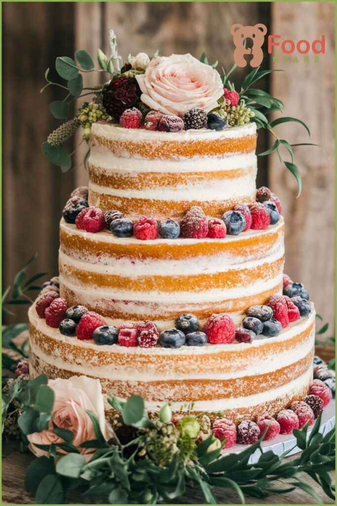Naked Berry Chantilly Wedding Cake