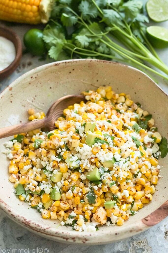 Serving Mexican Street Corn Salad