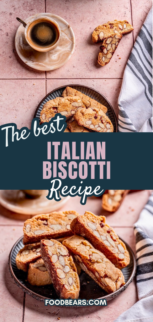 Golden almond biscotti slices ready to serve with coffee