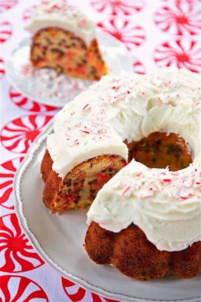 Candy Cane Chocolate Chip Pound Cake