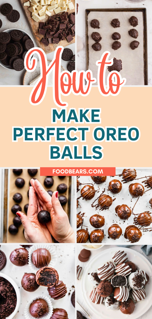 Chocolate-coated Oreo balls decorated with cookie crumbs and drizzle